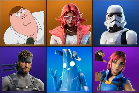 Peter Griffin, Valeria, Imperial Stormtrooper, Solid Snake, Polar Peely, Explorer Emilie