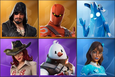 Blackheart, Hybrid, Polar Peely, Sidewinder, Snowmando, Blizzabelle