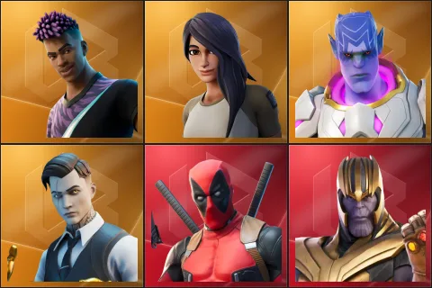 Fade, Gear Specialist Maya, Kymera, Midas, Deadpool, Thanos