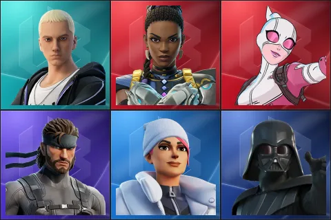 Slim Shady, Shuri, Gwenpool, Solid Snake, Blizzard Bomber, Darth Vader