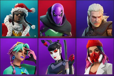 Santa Dogg, Prowler, Geralt of Rivia, Selene, Tsuki 2.0, Yulejacket