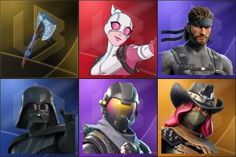 Leviathan Axe, Gwenpool, Solid Snake, Darth Vader, Rogue Agent, Calamity