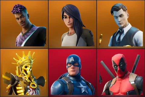 Fade, Gear Specialist Maya, Midas, Oro, Captain America, Deadpool