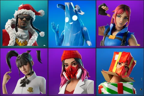 Santa Dogg, Polar Peely, Explorer Emilie, Yuki Yubari, Yulejacket, Holiday Boxy