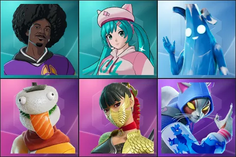 LBC '93 Dogg, Neko Hatsune Miku, Polar Peely, Durrr Taisho, Lady of Cranes, Nyanja