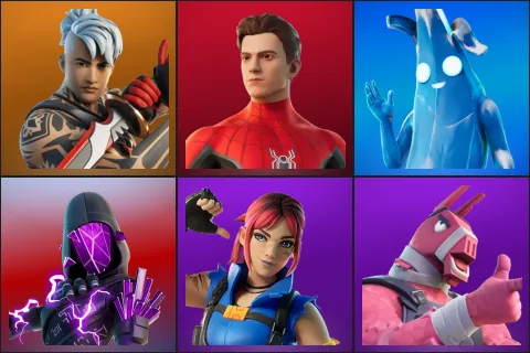 Ronin, Spider-Man (No Way Home), Polar Peely, Cube Assassin, Explorer Emilie, Lt. John Llama