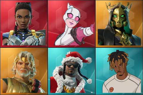 Shuri, Gwenpool, Hades, Zeus, Santa Dogg, Slayer Juice WRLD