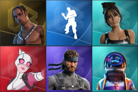 Travis Scott, Laugh It Up, Iconic Kim Kardashian, Gwenpool, Solid Snake, Astro Jack