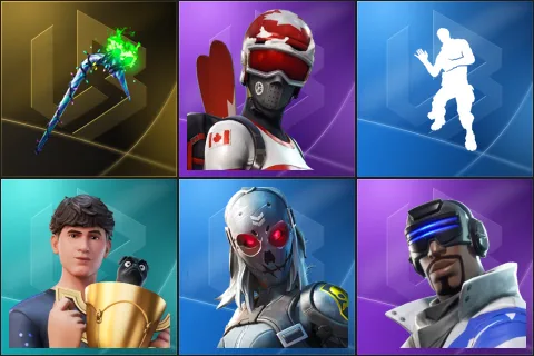 Merry Mint Axe, Mogul Master (CAN), Laugh It Up, Bugha, Zadie, Blue Striker