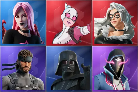 Haze, Gwenpool, Black Cat, Solid Snake, Darth Vader, Xander