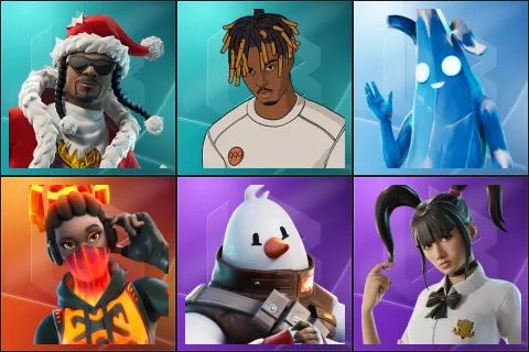 Santa Dogg, Slayer Juice WRLD, Polar Peely, Tectonic Komplex, Snowmando, Yuki Yubari