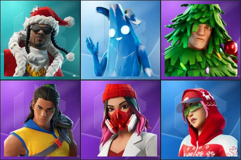 Santa Dogg, Polar Peely, Lt. Evergreen, Trailblazer Tai, Yulejacket, Arctic Adeline