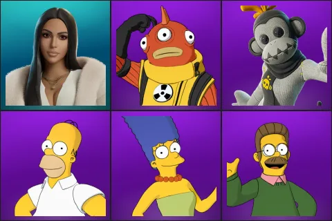 Kim Kardashian, Blinky Fishstick, GHOST Monks, Homer Simpson, Marge Simpson, Ned Flanders
