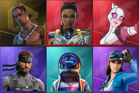 Travis Scott, Shuri, Gwenpool, Solid Snake, Astro Jack, Cloud Striker