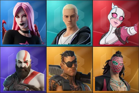 Haze, Slim Shady, Gwenpool, Kratos, Joey, Kado Thorne