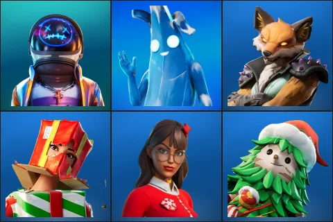 Astro Jack, Polar Peely, Fennix, Holiday Boxy, Krisabelle, Winterfest Bushranger
