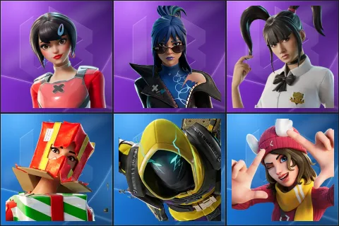 Evie X, Hope, Yuki Yubari, Holiday Boxy, Void Warrior Absenz, Winter Wonder Skye