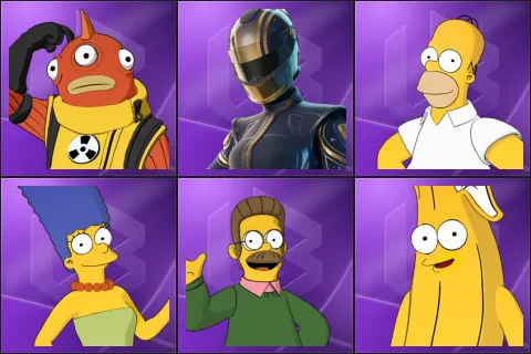 Blinky Fishstick, Hairpin, Homer Simpson, Marge Simpson, Ned Flanders, Springfielder Peely
