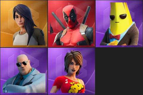 Gear Specialist Maya, Deadpool, Agent Peely, Brutus, TNTina