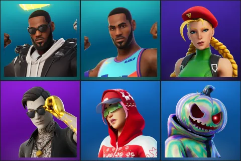 LeBron James, Tune Squad LeBron, Cammy, Midsummer Midas, Arctic Adeline, Chrome Punk