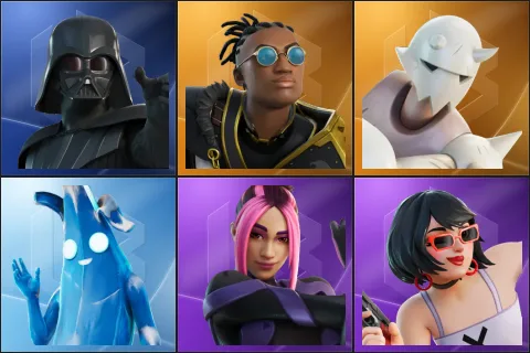Darth Vader, Malik, Snap, Polar Peely, Adira, Evie