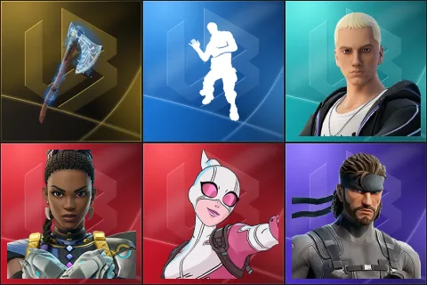 Leviathan Axe, Laugh It Up, Slim Shady, Shuri, Gwenpool, Solid Snake