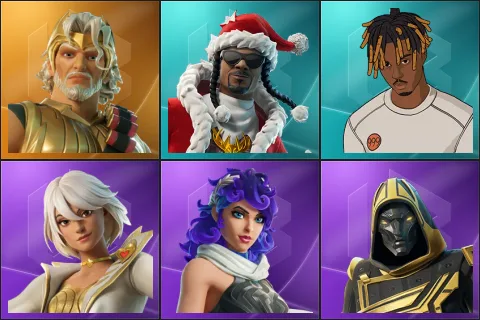 Zeus, Santa Dogg, Slayer Juice WRLD, Aphrodite, Artemis, Blitz Knight
