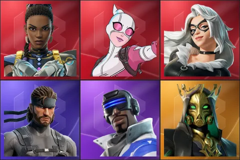 Shuri, Gwenpool, Black Cat, Solid Snake, Blue Striker, Hades