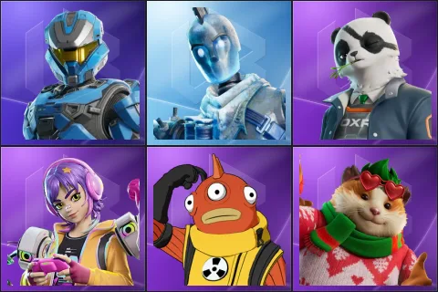 UNSC Spartan, Glacial Dummy, Agent Patch, Battle Gamer Mae, Blinky Fishstick, Cheeks