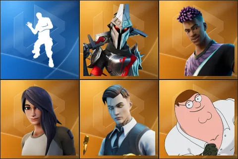 Laugh It Up, Eternal Knight, Fade, Gear Specialist Maya, Midas, Peter Griffin