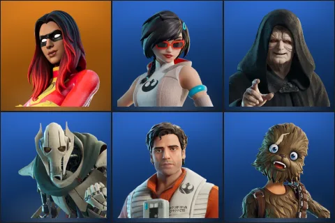 Joltara, Apprentice Evie, Emperor Palpatine, General Grievous, Poe Dameron, Wookiee Team Leader