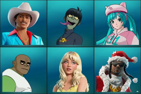 Die With A Smile Bruno, Murdoc, Neko Hatsune Miku, Russel, Sabrina Carpenter, Santa Dogg