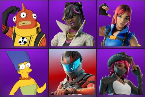 Blinky Fishstick, Danica, Explorer Emilie, Marge Simpson, Maxx Speed, Omen Hunter Calamity
