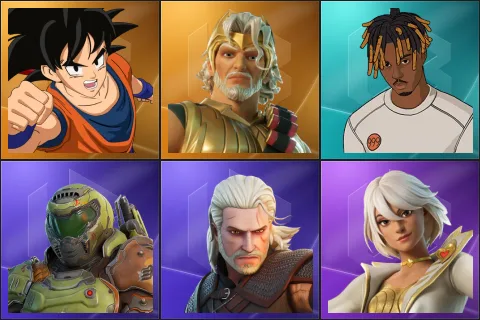 Son Goku, Zeus, Slayer Juice WRLD, Doom Slayer, Geralt of Rivia, Aphrodite