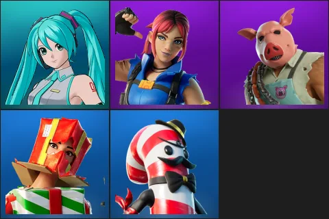 Hatsune Miku, Explorer Emilie, Pig the Butcher, Holiday Boxy, Mr. Dappermint