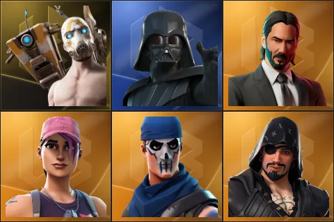 Psycho Bandit, Darth Vader, John Wick, Rose Team Leader, Warpaint, Blackheart