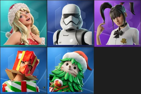 Santa 'Brina, First Order Stormtrooper, Yuki Yubari, Holiday Boxy, Winterfest Bushranger