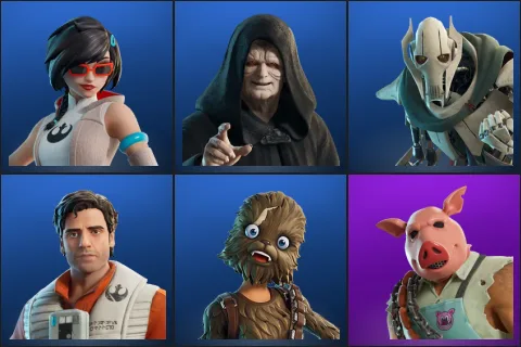 Apprentice Evie, Emperor Palpatine, General Grievous, Poe Dameron, Wookiee Team Leader, Pig the Butcher
