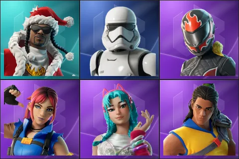 Santa Dogg, First Order Stormtrooper, Burnoff, Explorer Emilie, Katalina, Trailblazer Tai