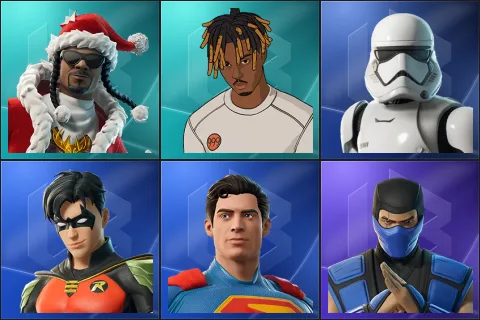 Santa Dogg, Slayer Juice WRLD, First Order Stormtrooper, Robin, Superman, Sub-Zero (MK3)