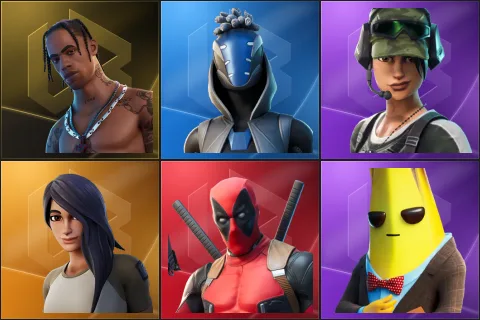 Travis Scott, Sultura, Trailblazer, Gear Specialist Maya, Deadpool, Agent Peely