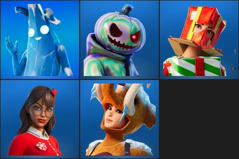 Polar Peely, Chrome Punk, Holiday Boxy, Krisabelle, Wooly Warrior