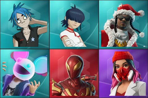 2D, Noodle, Santa Dogg, deadmau5, Iron Spider, Yulejacket