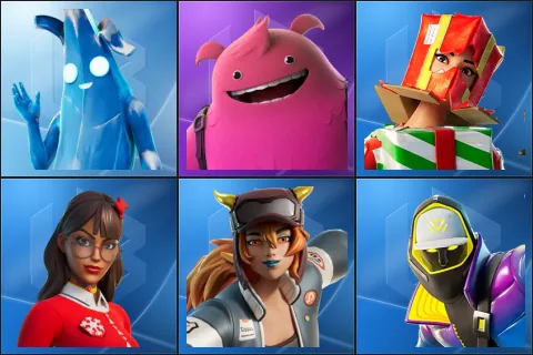 Polar Peely, Yeddy, Holiday Boxy, Krisabelle, Lina Scorch, Subzero Cryptic