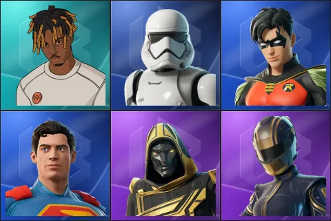 Slayer Juice WRLD, First Order Stormtrooper, Robin, Superman, Blitz Knight, Hairpin