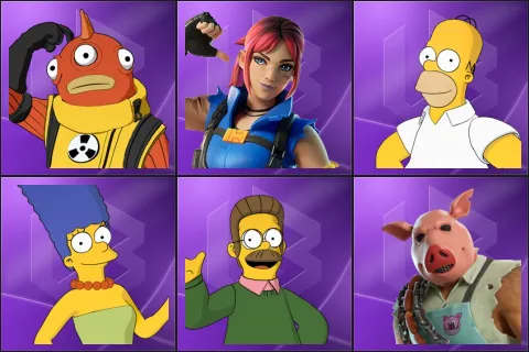 Blinky Fishstick, Explorer Emilie, Homer Simpson, Marge Simpson, Ned Flanders, Pig the Butcher