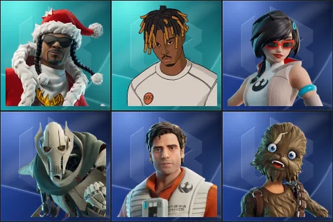 Santa Dogg, Slayer Juice WRLD, Apprentice Evie, General Grievous, Poe Dameron, Wookiee Team Leader