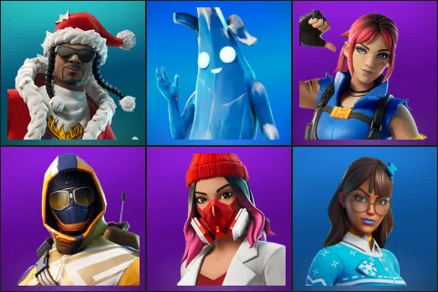 Santa Dogg, Polar Peely, Explorer Emilie, Summit Striker, Yulejacket, Blizzabelle