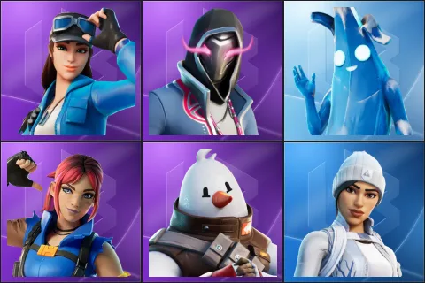 Cloud Striker, Xander, Polar Peely, Explorer Emilie, Snowmando, Frost Squad