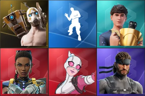 Psycho Bandit, Laugh It Up, Bugha, Shuri, Gwenpool, Solid Snake
